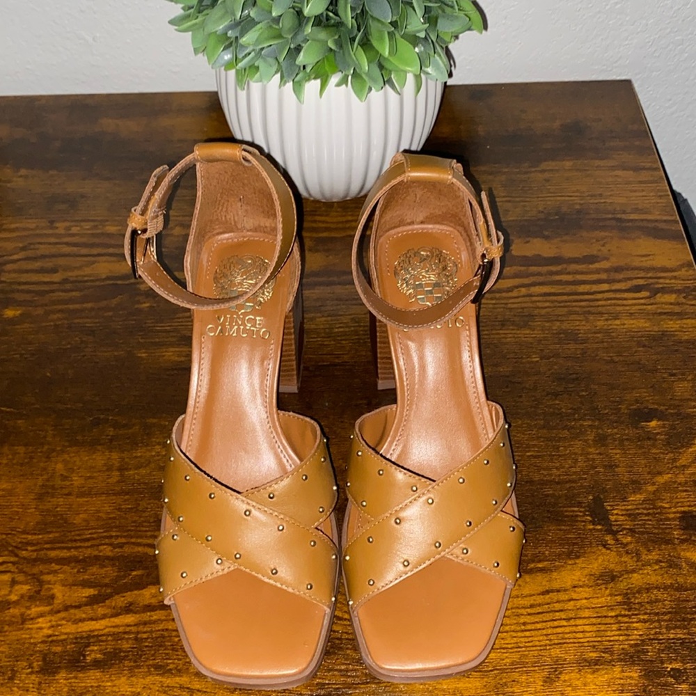 Vince Camuto Block Heel Studded Sandal - Size 6.5